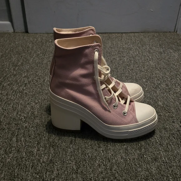 Converse Pink High-Top Heeled Sneakers - Picture 3 of 6